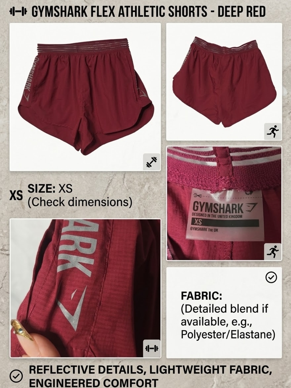 Gymshark Flex Athletic Shorts - Maroon